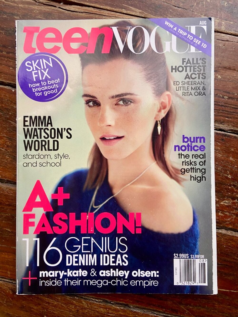 TEEN VOGUE Magazine August 2013 Emma Watson Mary Kate Ashley Olsen Ed Sheeran